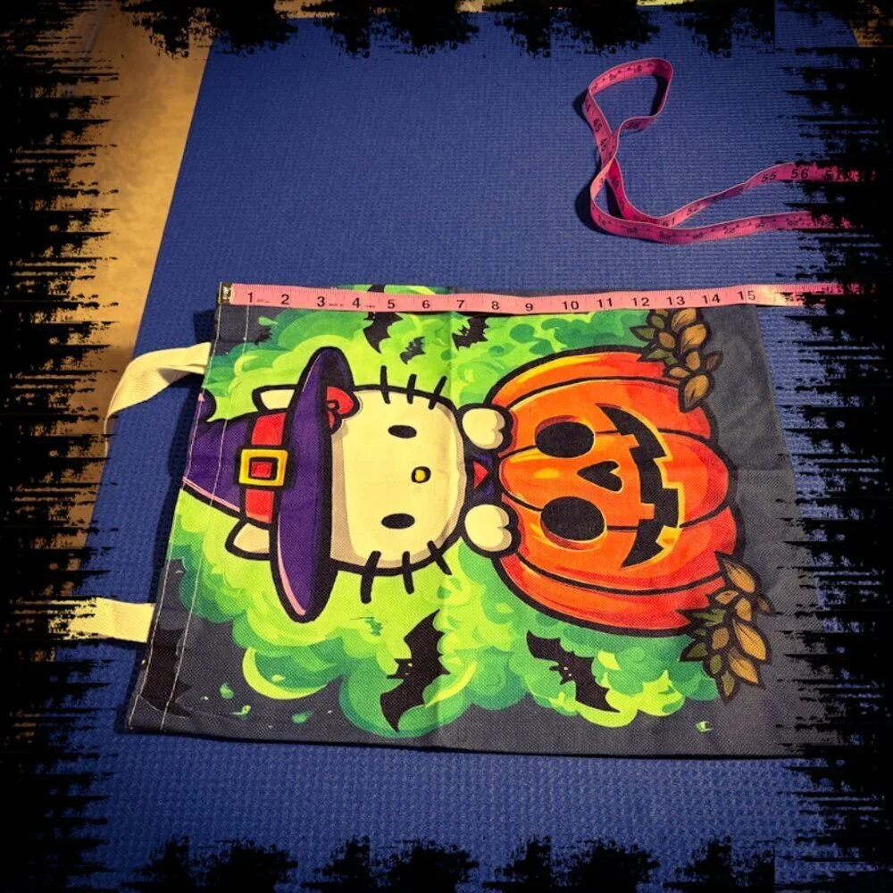 Hello Kitty 45x55 inch Halloween Themed Plush Blanket & Pillow/Trick - Treat Bag